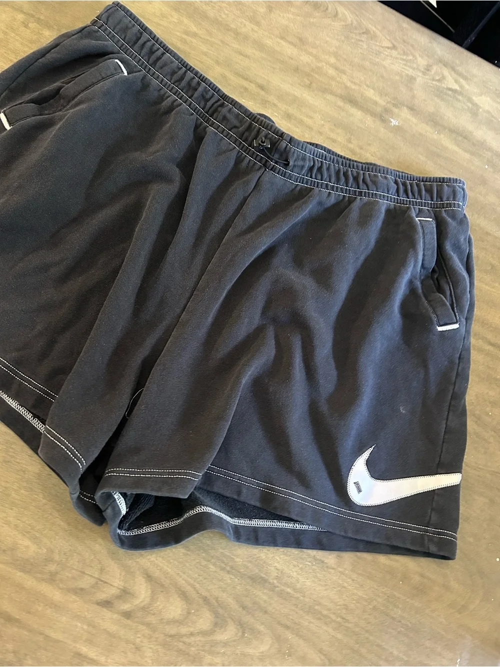 2 pair Nike Black Womens Athletic Shorts with White Swoosh